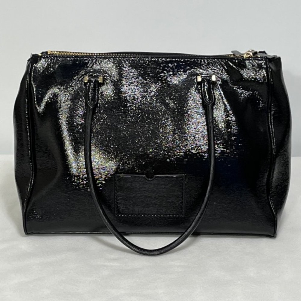 KATE SPADE New York Tri-Compartment Black Textured Patent Leather Tote - Picture 3 of 16